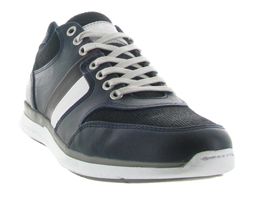 NAUTICAL MELTON LEATHER LACE UP NOIR 0080A:Cuir/Bleu/