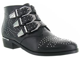 FLAG MID HEEL LEATHER CHELSEA 47070:Cuir/Noir/