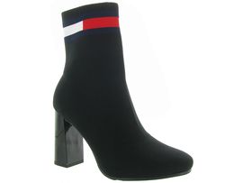 SALOMA SOCK HEELED BOOT:Toile/Noir/Noir