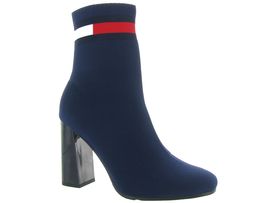 45337 SOCK HEELED BOOT:Toile/Bleu/