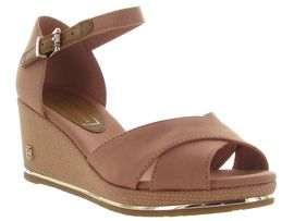 22426 FEMININE MID WEDGE SANDAL BASIC:Toile/Rose/