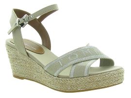 HANAE METALLIC MID WEDGE:Toile/Gris/