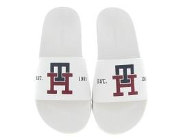 TOMMY HILFIGER EMBROIDERY POOL SLIDE<br>Blanc