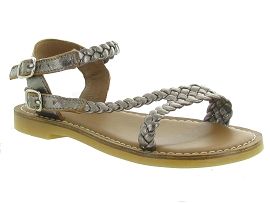 FLAG CRISS CROSS MID WEDGE ESPADRILLE LAZAR BI STRIP:Cuir laminé/Bronze/