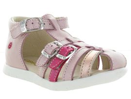 LEATHER ANKLE STRAPESPAD SANDAL PERLE:Cuir/Rose/
