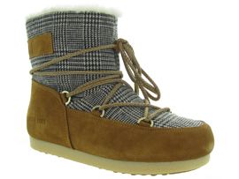 MOON BOOT MB FAR SIDE LOW FUR TARTAN<br>Camel