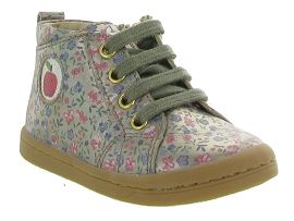 FLAG MID HEEL LEATHEZR CHELSEA MARRON KIKKI ZIP LACE:Cuir laminé/Divers/
