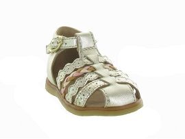 1460 SERENA GEORGETTE:Cuir laminé/Beige/Or