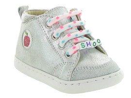 SHOO POM BOUBA ALPHABET<br>Cuir laminé Gris Argent