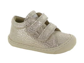 NATURINO COCOON GIRL VELCRO<br>Cuir laminé Argent 