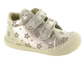 NATURINO COCOON VELCRO<br>Cuir laminé Argent 