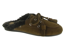 POSA BOAT LOAFER MULE FUR BEADS<br>Marron