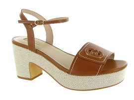 LIU JO SANDAL CALF SADDLE<br>Cuir Marron 
