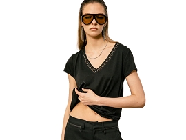 FREEMAN T.PORTER TSHIRT TAILS STUDS<br>Coton Noir 