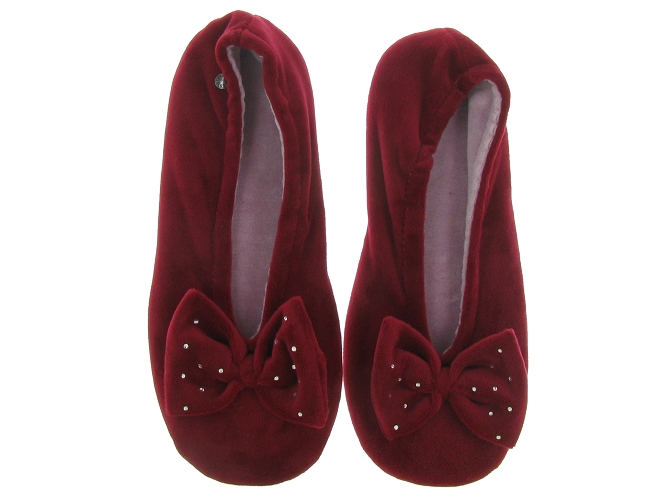 chaussons et pantoufles - Ballerines - femme - Toile  - Bordeaux - Isotoner