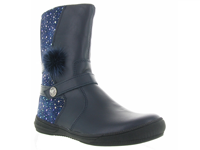 bottines et boots -  - junior fille - Cuir - Bleu Marine - Bopy