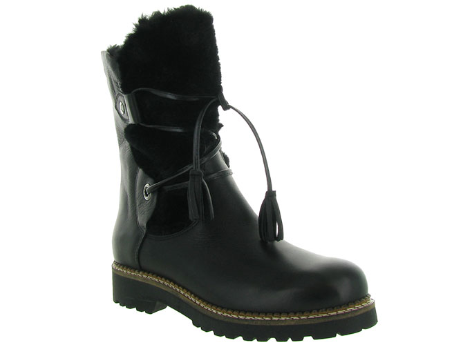 apres ski bottes fourrees - Botte de neige - femme - Cuir - Noir - Armando