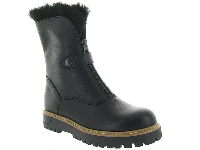 apres ski bottes fourrees - Chaussure neige - femme - Cuir - Noir - La thuile
