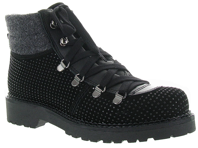apres ski bottes fourrees - Chaussure neige - femme - Cuir - Noir - Armando
