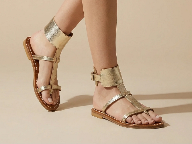 sandales et nu pieds - Casual - femme - Cuir - Or - K.jacques4711903_5