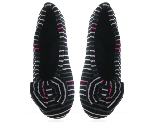 chaussons et pantoufles - Ballerines - femme - Toile  - Noir - Isotoner
