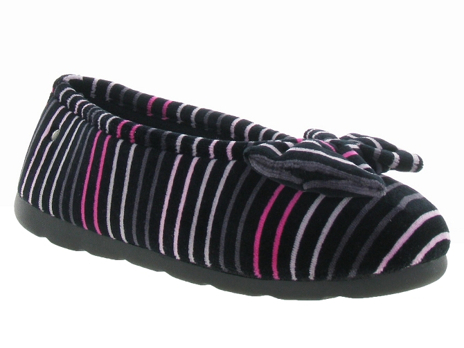 chaussons et pantoufles - Ballerines - femme - Toile  - Noir - Isotoner4728401_2