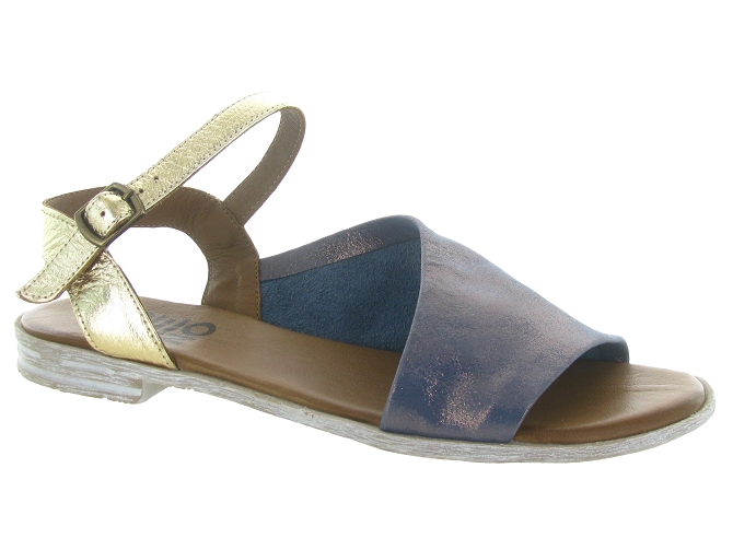 nu pieds - Casual - femme - Cuir laminé - Bleu Marine - Lune et lautre