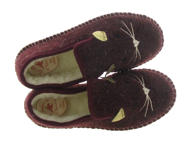 La maison de l espadrille chaussons et pantoufles f4131 charentaise chat bordeaux4770502_4