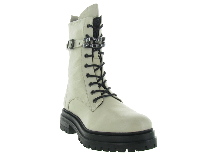 bottines et boots - Motardes - femme - Cuir - Blanc - Creator