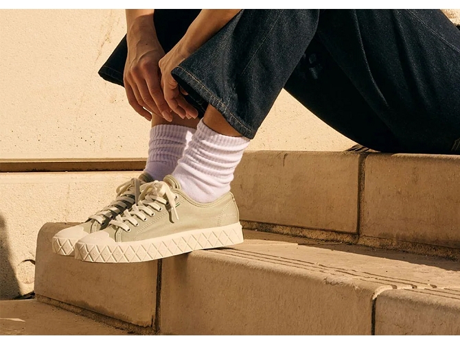 baskets et sneakers - Confort - femme - Toile  - Vert amande - Palladium