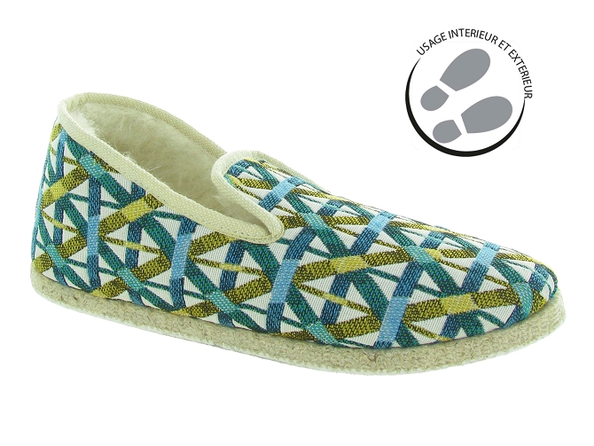 chaussons et pantoufles - Charentaise - femme - Textile - Bleu - Rondinaud