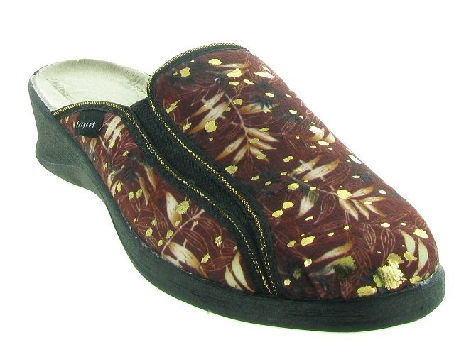 chaussons et pantoufles - Mules Sabots - femme - Toile  - Rouge - Fargeot4901801_3