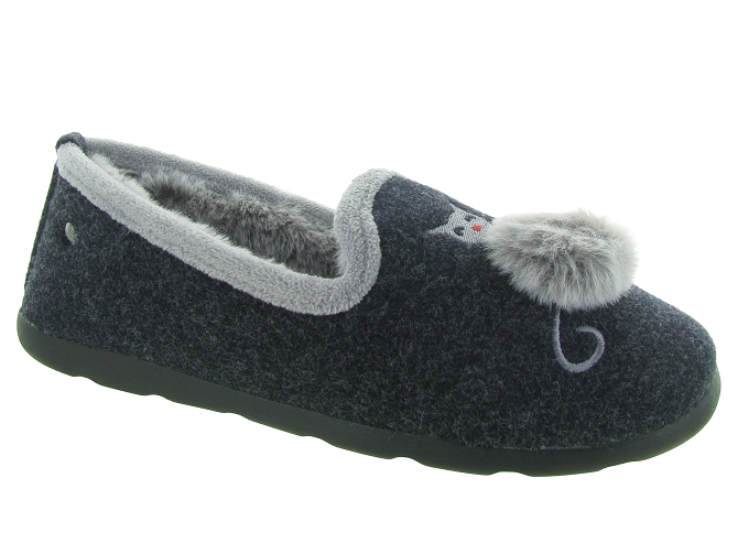 Isotoner chaussons et pantoufles 97352 chat gris4915601_2