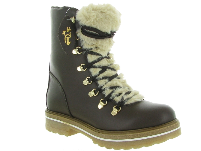 apres ski bottes fourrees - Botte de neige - femme - Cuir - Marron - La thuile