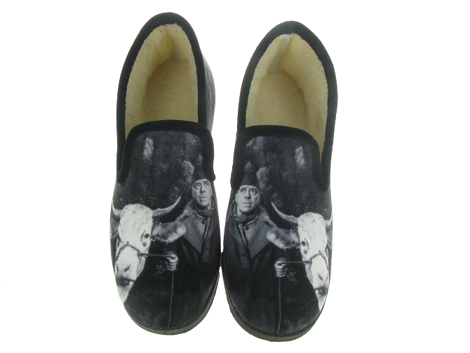 chaussons et pantoufles - Charentaises - homme - Toile  - Noir - La maison de l espadrille