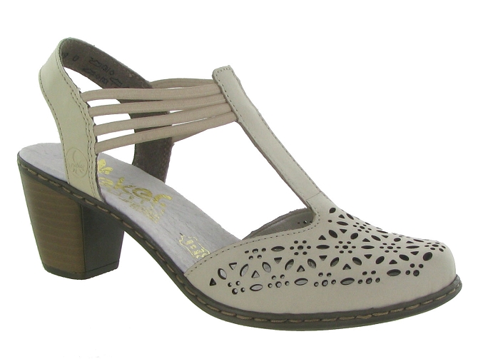 sandales et nu pieds - Confort - femme - Cuir - Beige - Rieker