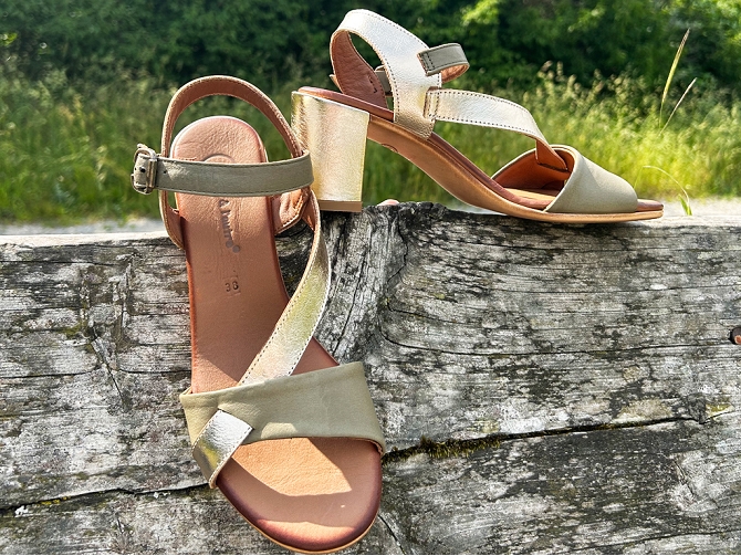 nu pieds - Cérémonie - femme - Cuir - Kaki - Lune et lautre