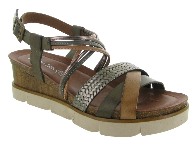 nu pieds - Casual - femme - Cuir - Kaki - Xapatan