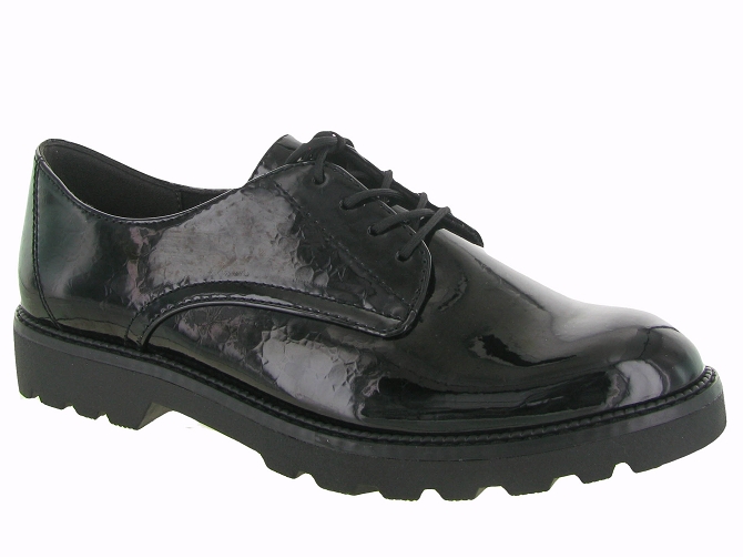 chaussures a lacets - Derby chic - femme - Cuir - Noir - Tamaris