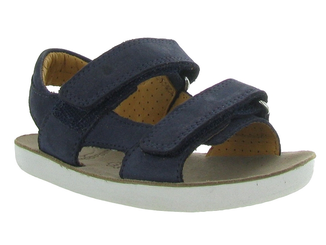 sandales et nu pieds - Semelle souple - junior garcon - Cuir - Bleu - Shoo pom