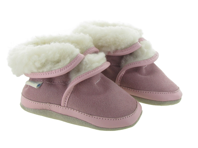 chaussons et pantoufles -  - bebe mixte - Cuir - Rose - Robeez