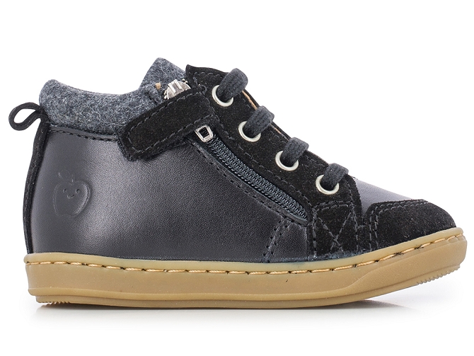 chaussures bebe du 18 au 27 - Semelle souple - bebe garcon - Cuir - Noir - Shoo pom