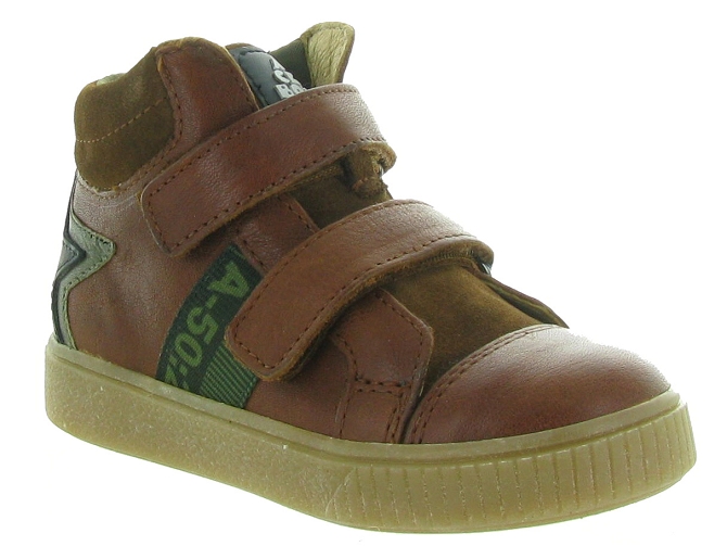 chaussures a scratch -  - junior garcon - Cuir - Marron - Acebos