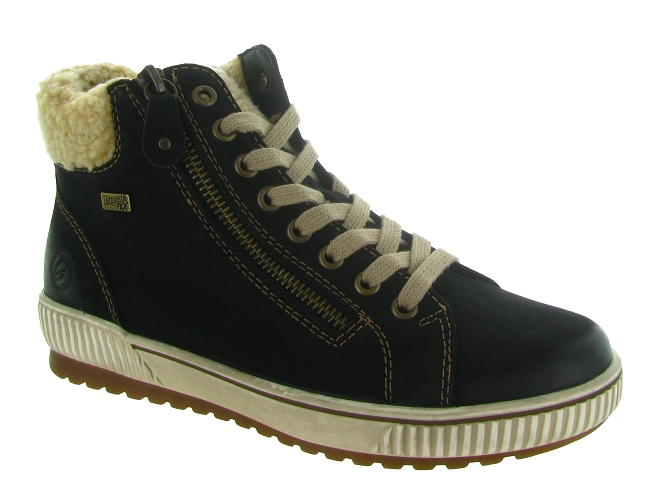 apres ski bottes fourrees - Bottine chaude - femme - Cuir - Noir - Remonte