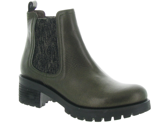 bottines et boots - Chelsea - femme - Cuir - Kaki - Minka design