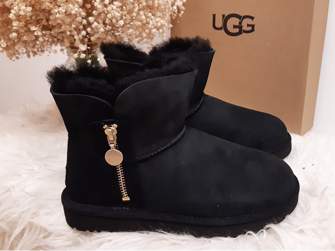 apres ski bottes fourrees - Chaussure neige - femme - Nubuck - Noir - Ugg australia