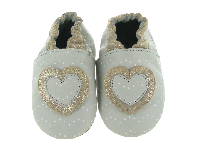 chaussons et pantoufles - Semelle souple - bebe fille - Cuir - Gris - Robeez