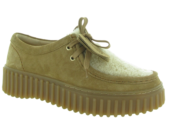 chaussures a lacets - Derby chic - femme - Nubuck - Beige - Clarks