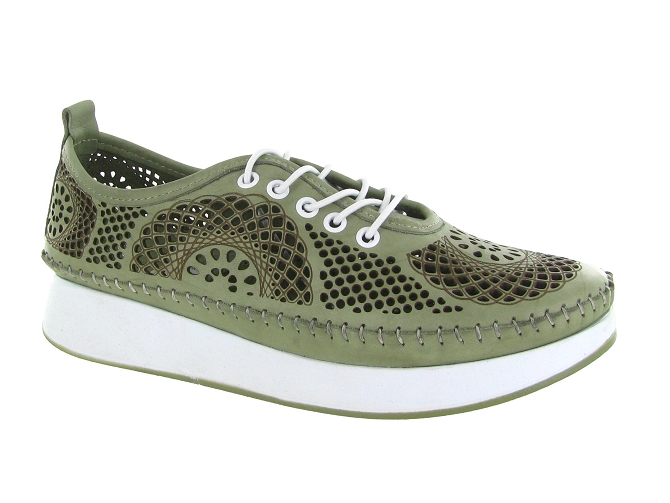 baskets et sneakers - Confort - femme - Cuir - Kaki - Madory