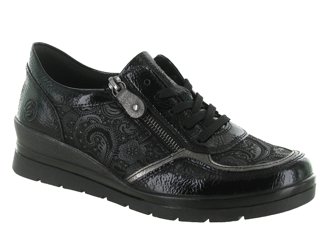 chaussures a lacets - Détente - femme - Cuir - Noir - Remonte
